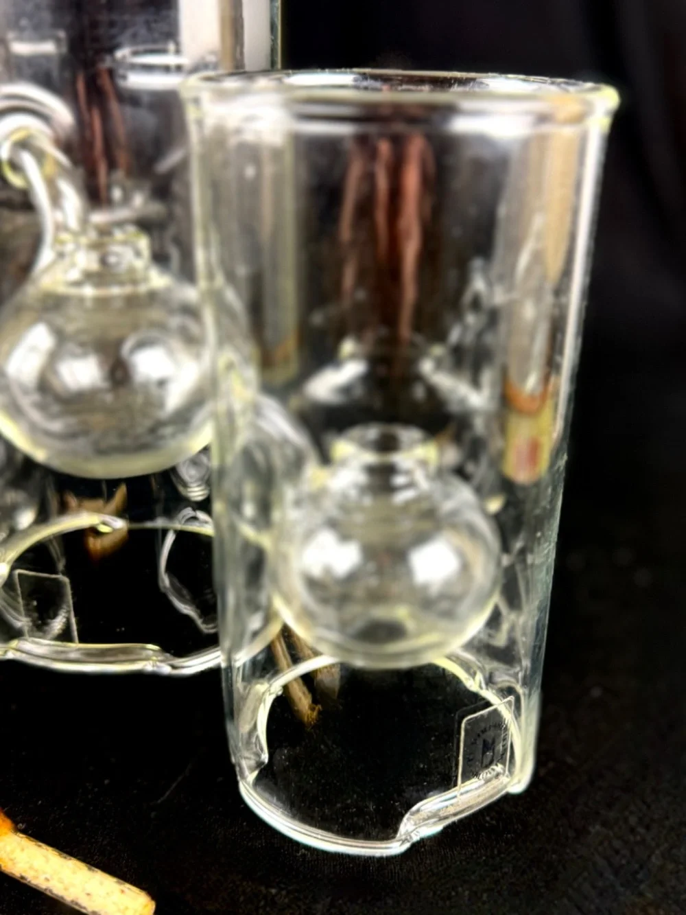 3 Wolfard Clear Glassblowing Hand Blown Classic Chamber Glass Oil Lamps 9 & 6 in
